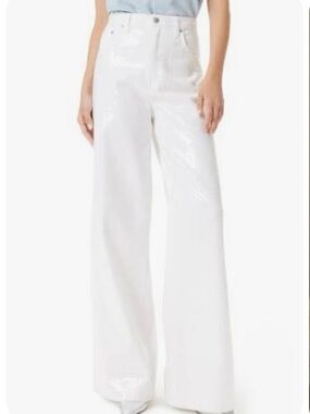Sam Edelman White Sequin-Embellished Jeans